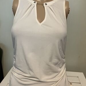 New York & Company White Keyhole Tank Top